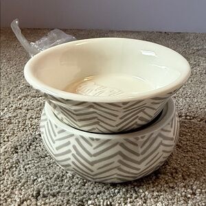 Pink Zebra Cream and Gray Candle Holder